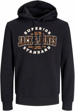 Jack & Jones Plus Mikina  oranžová / čierna / biela