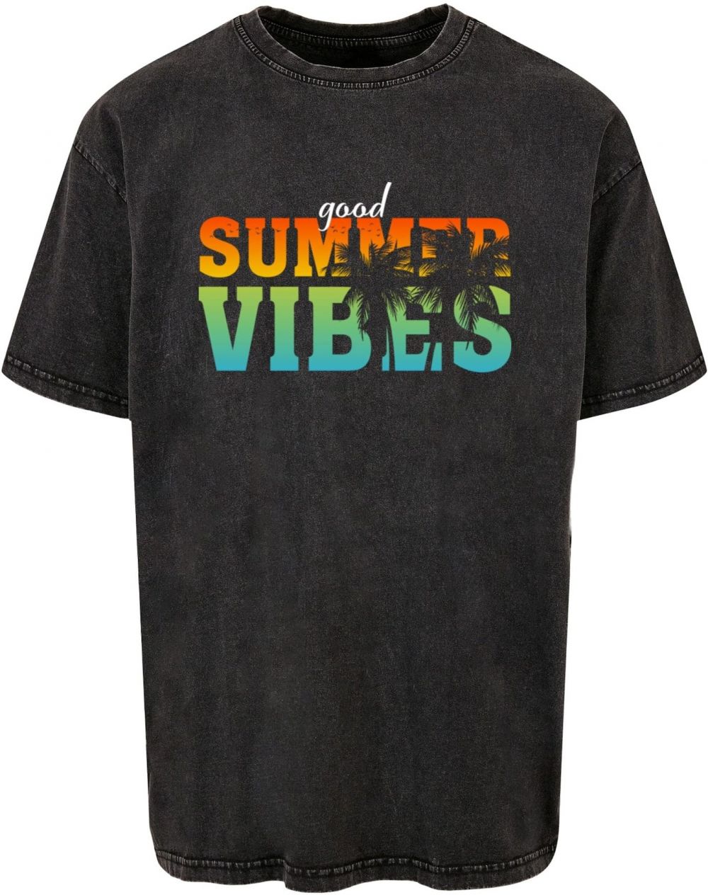 Merchcode Tričko 'Good Summer Vibes'  svetlomodrá / žltá / antracitová / oranžová