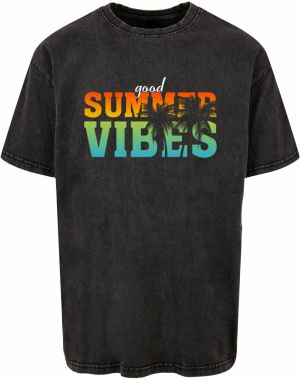Merchcode Tričko 'Good Summer Vibes'  svetlomodrá / žltá / antracitová / oranžová