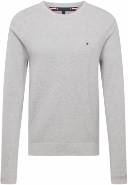 TOMMY HILFIGER Sveter 'ESSENTIAL'  námornícka modrá / svetlosivá / červená / biela