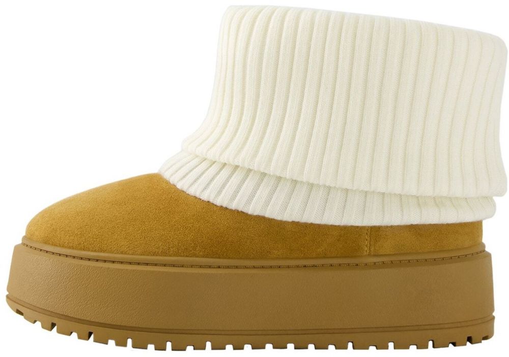 Bershka Snehule  krémová / farba ťavej srsti