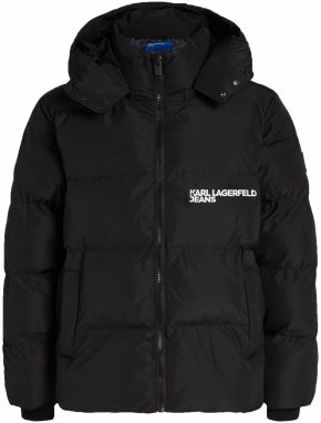 KARL LAGERFELD JEANS Zimná bunda  čierna / biela