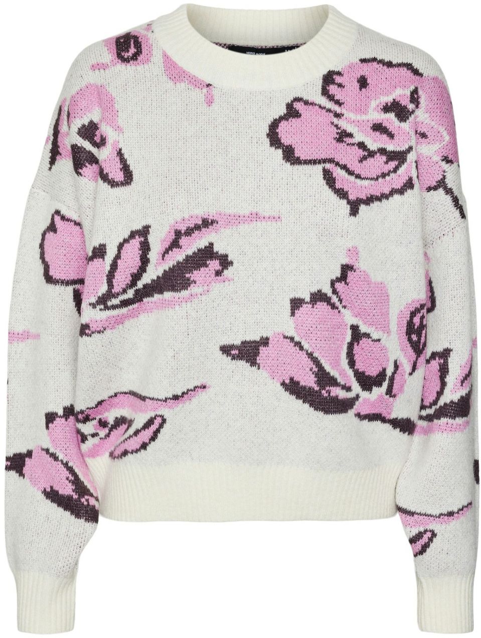 VERO MODA Sveter 'VMESTRID'  svetlobéžová / baklažánová / eozín