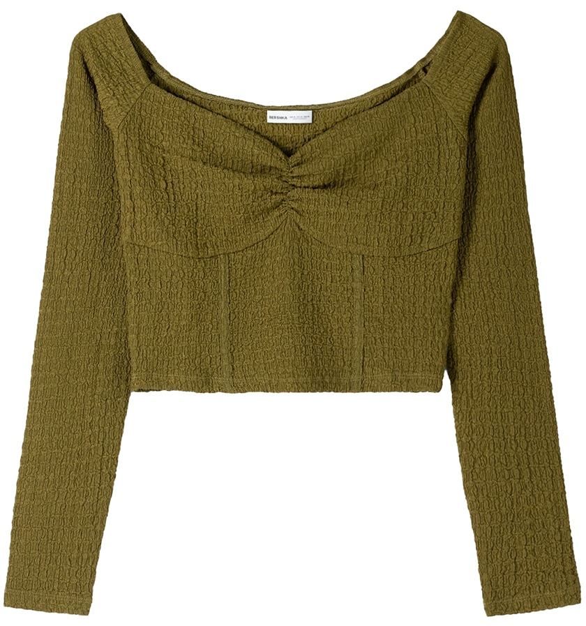 Bershka Tričko  olivová