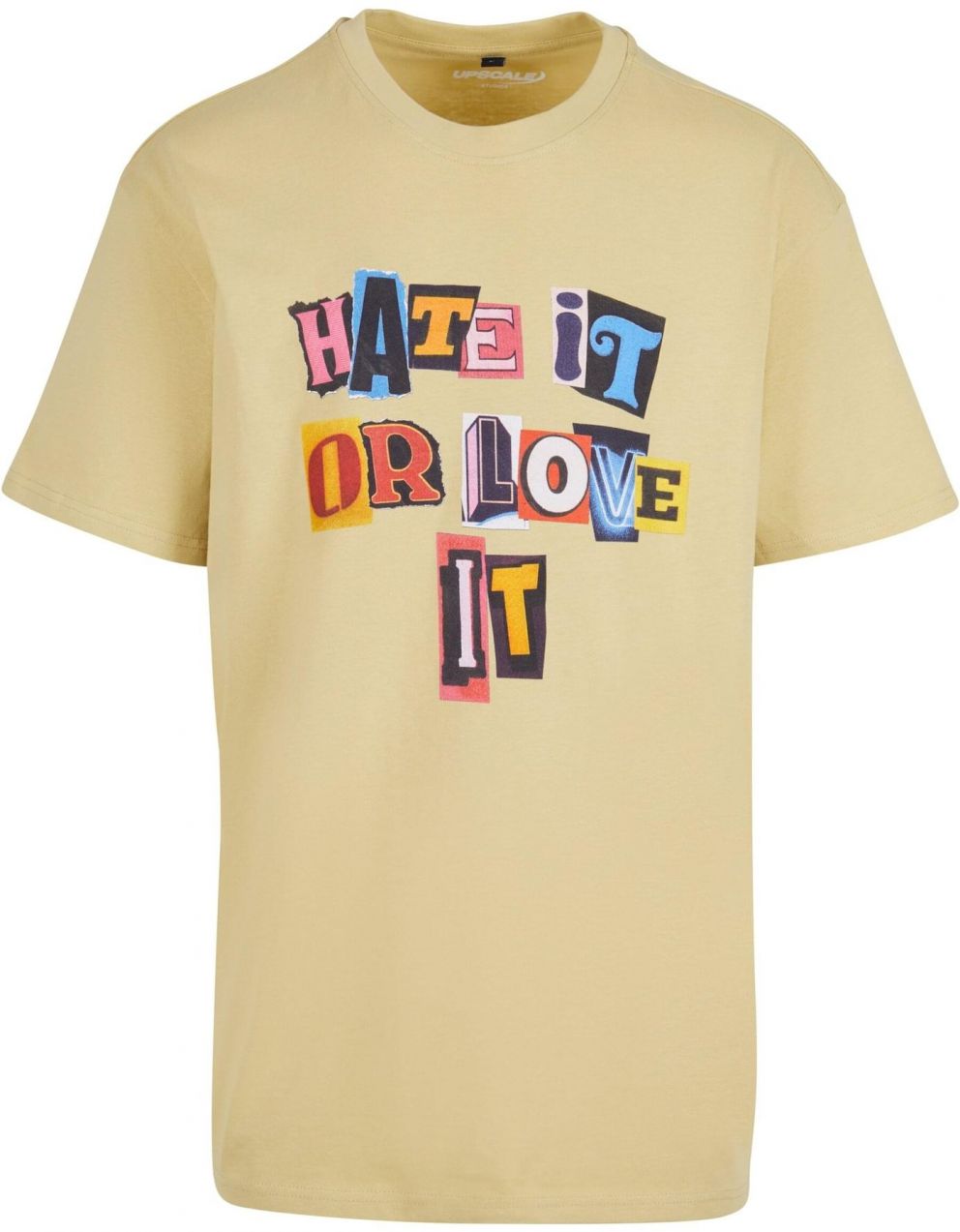MT Upscale Tričko 'Hate it or Love it'  modrá / žltá / ružová / červená