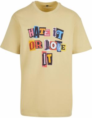MT Upscale Tričko 'Hate it or Love it'  modrá / žltá / ružová / červená