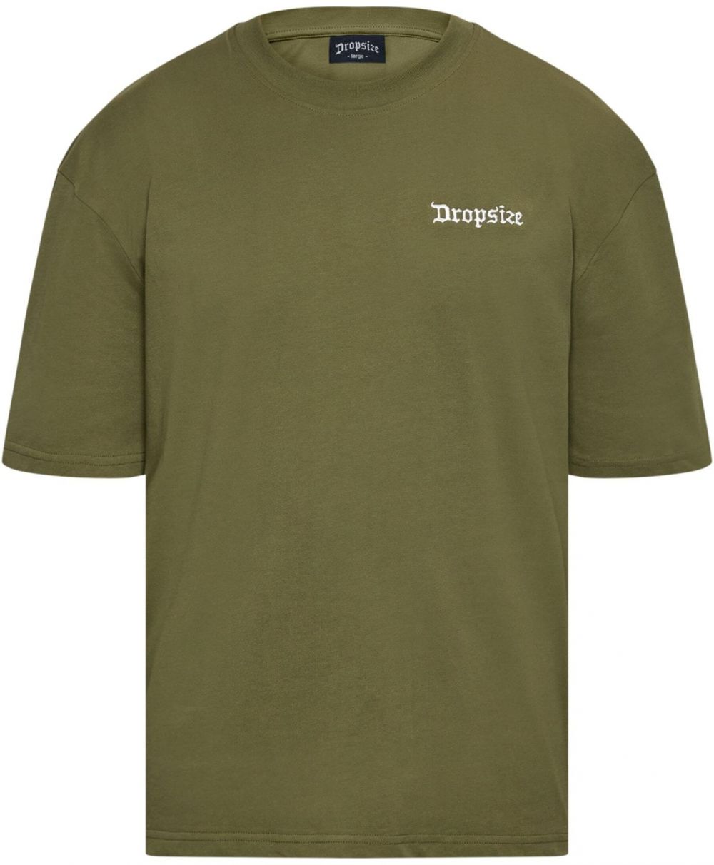 Dropsize Tričko  olivová / biela