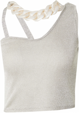 Monki Top  striebornosivá / perlovo biela
