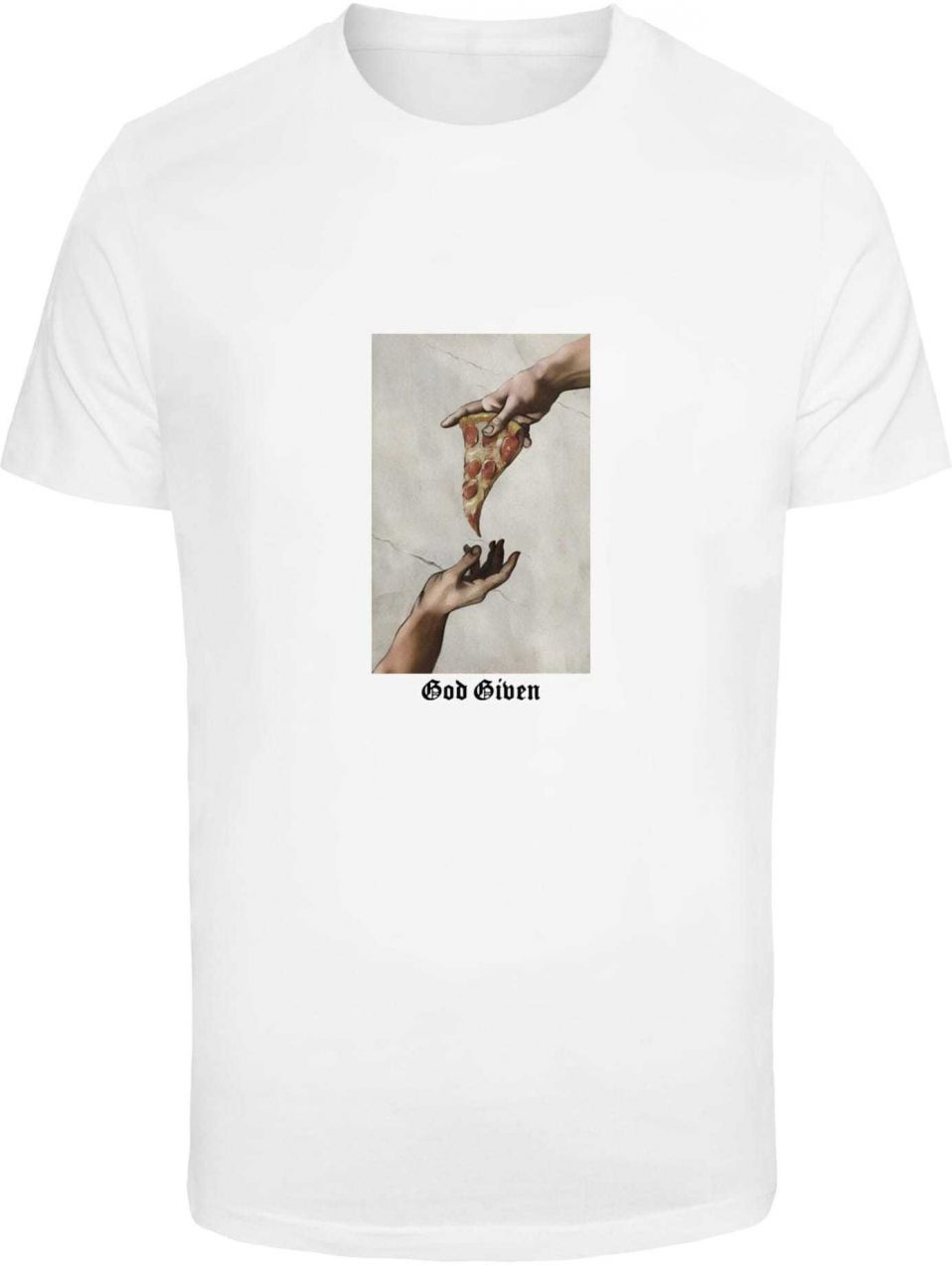 Mister Tee Tričko 'God Given Pizza'  sivobéžová / červená / biela