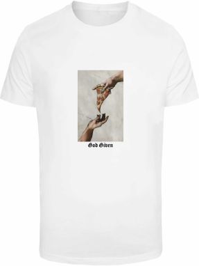 Mister Tee Tričko 'God Given Pizza'  sivobéžová / červená / biela