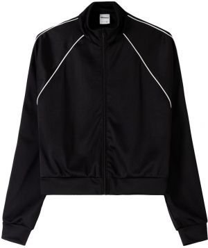 Bershka Tepláková bunda  čierna / šedobiela