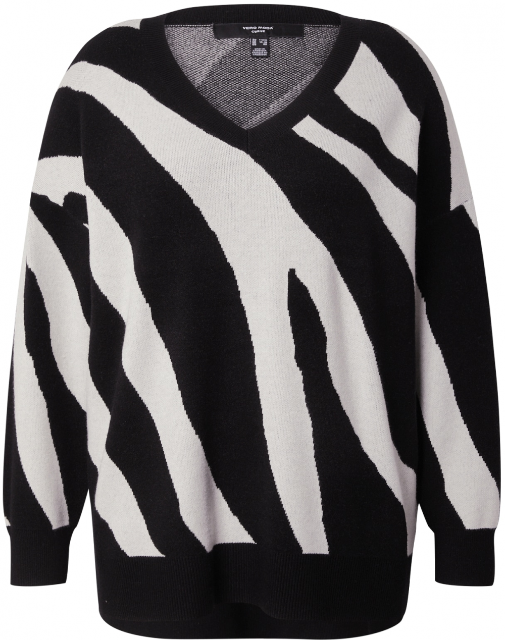 Vero Moda Curve Sveter 'VMCNANCY'  čierna / biela