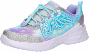 SKECHERS Tenisky 'HEART LIGHTS - RETRO HEARTS'  svetlomodrá / levanduľová / strieborná / biela