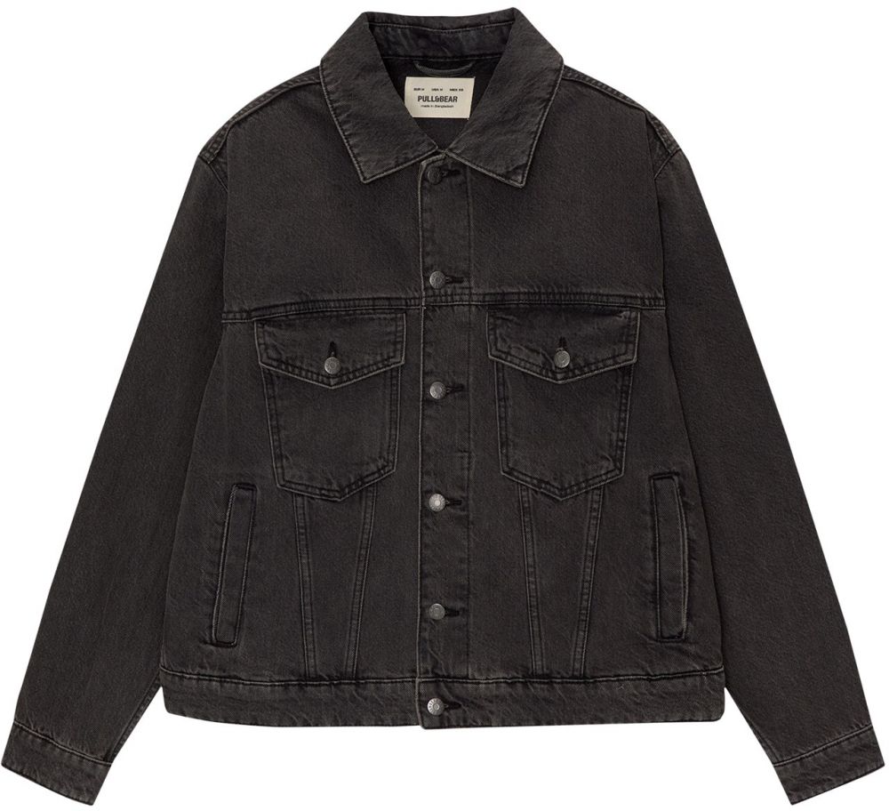 Pull&Bear Prechodná bunda  čierny denim