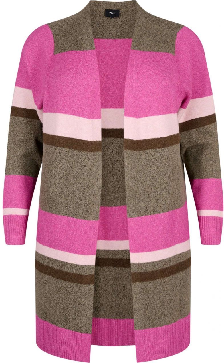 Zizzi Kardigán 'CASUNNY'  hnedá / fuksia / svetloružová