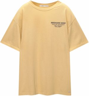 Pull&Bear Tričko  žltá / čierna