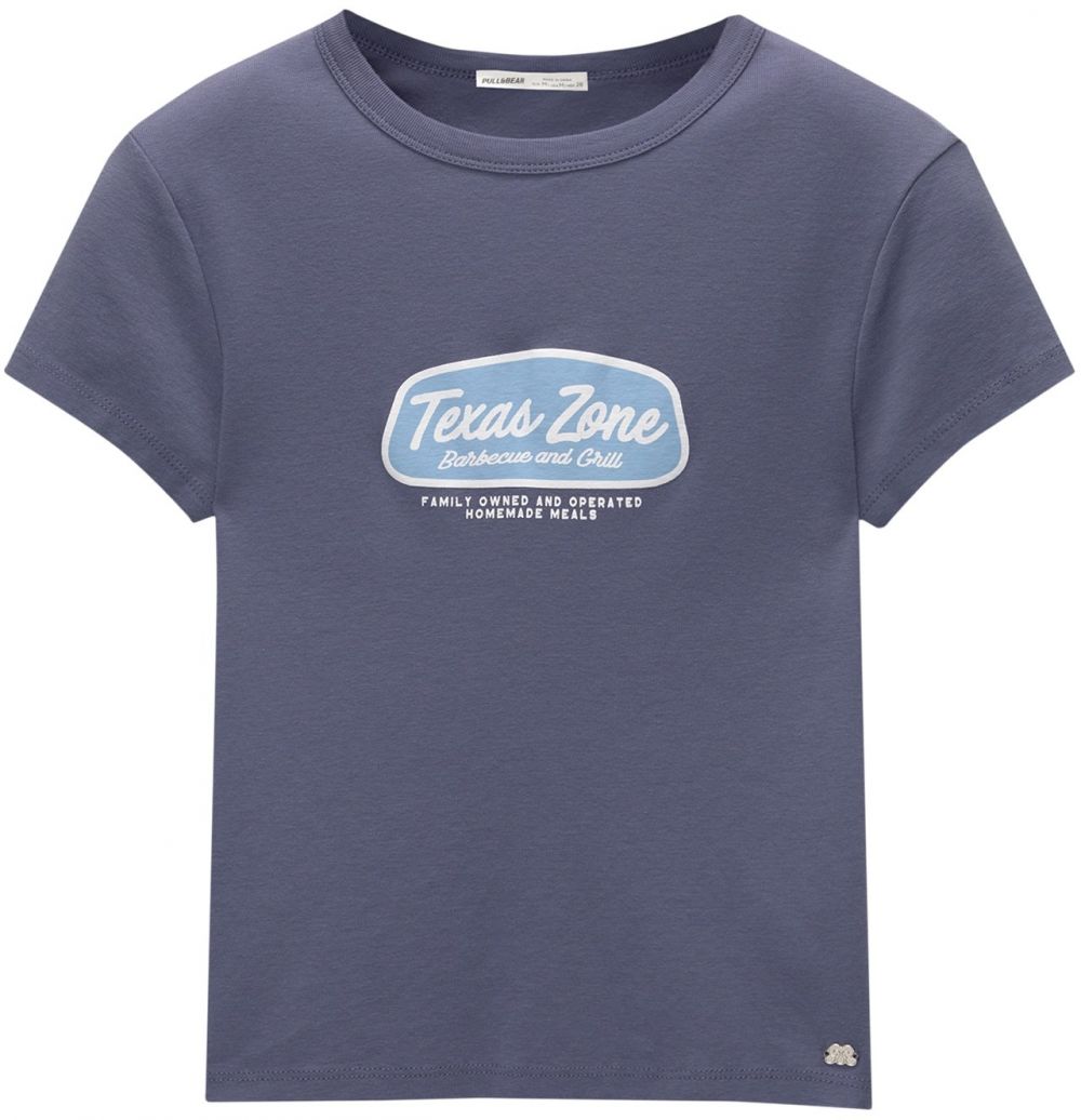 Pull&Bear Tričko  zafírová / svetlomodrá / biela