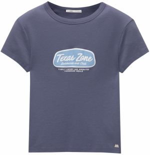 Pull&Bear Tričko  zafírová / svetlomodrá / biela