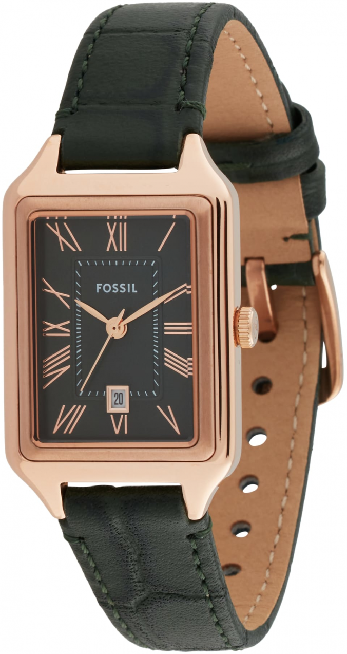 FOSSIL Analógové hodinky 'RAQUEL'  ružové zlato / tmavozelená