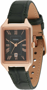 FOSSIL Analógové hodinky 'RAQUEL'  ružové zlato / tmavozelená