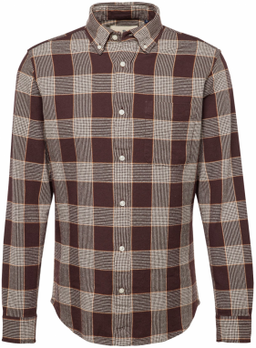 JACK & JONES Košeľa 'JPRBLUBROOK'  svetlobéžová / hnedá / tmavohnedá