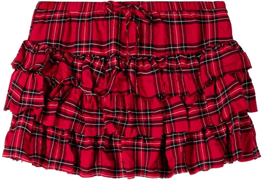 Bershka Sukňa  červená / tmavočervená / šedobiela