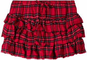 Bershka Sukňa  červená / tmavočervená / šedobiela