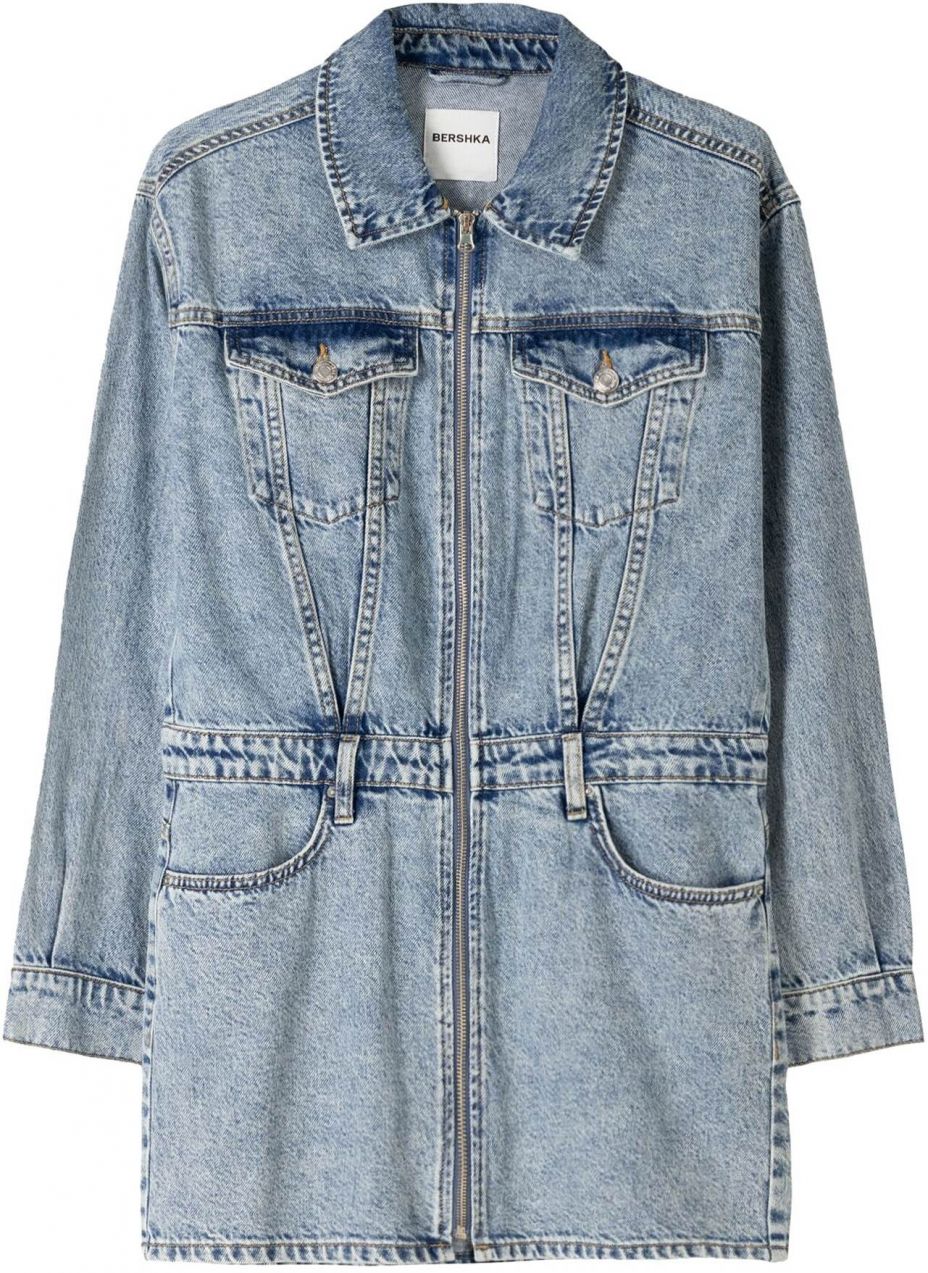 Bershka Košeľové šaty  modrosivá