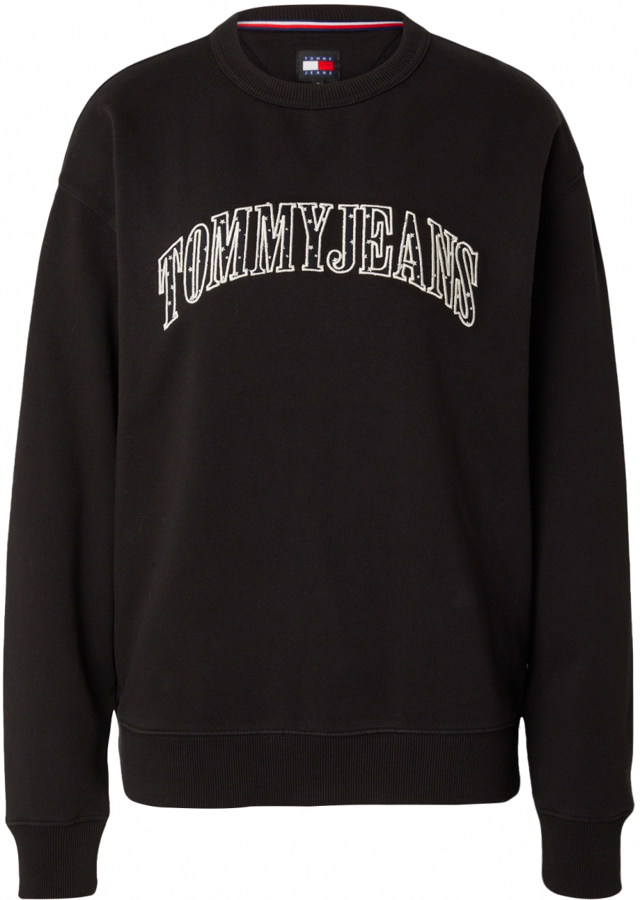 Tommy Jeans Mikina  čierna / biela