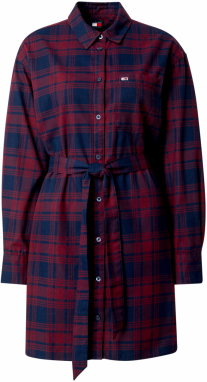 Tommy Jeans Košeľové šaty  námornícka modrá / červená