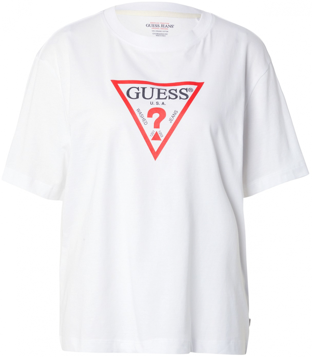 GUESS JEANS Tričko 'ICONIC'  červená / čierna / biela