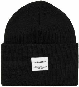 JACK & JONES Čiapky 'Long Knit'  čierna / biela