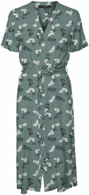 VERO MODA Košeľové šaty 'VMVica'  tmavosivá / tmavozelená / biela