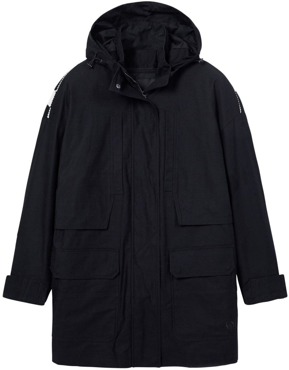 Desigual Prechodná parka  žltá / čierna / biela