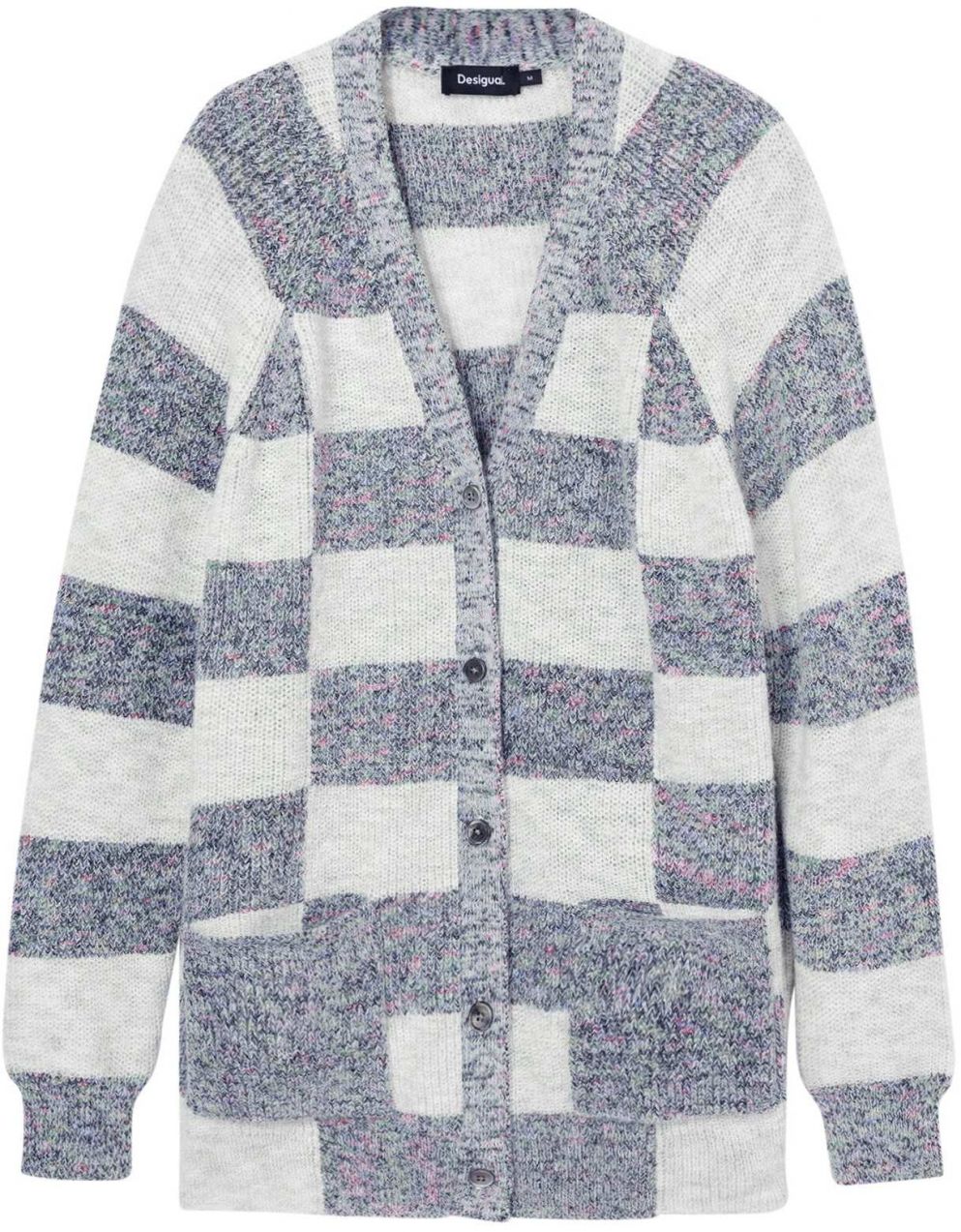 Desigual Kardigán  sivá melírovaná / biela