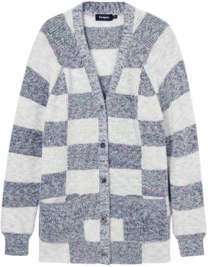 Desigual Kardigán  sivá melírovaná / biela