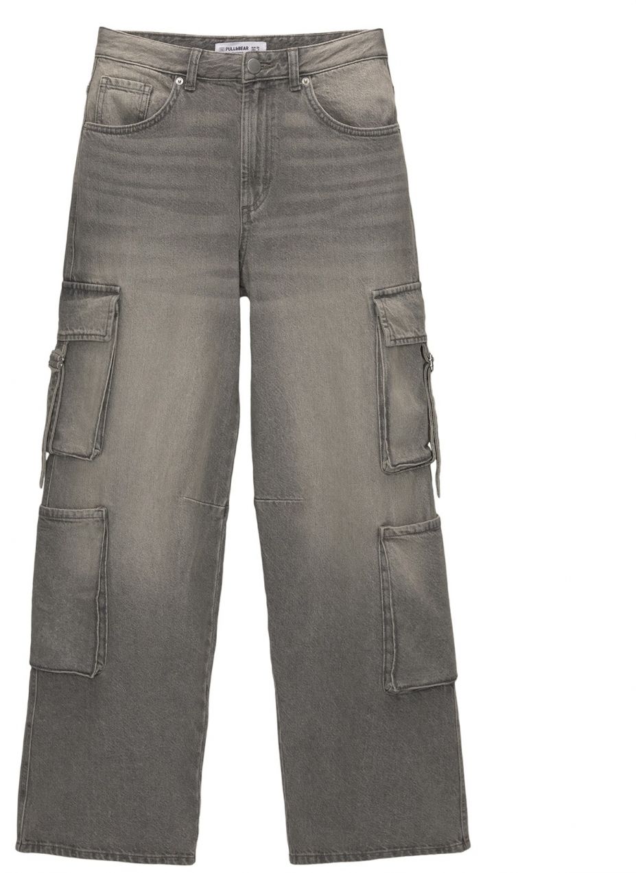 Pull&Bear Rifľové kapsáče  sivý denim
