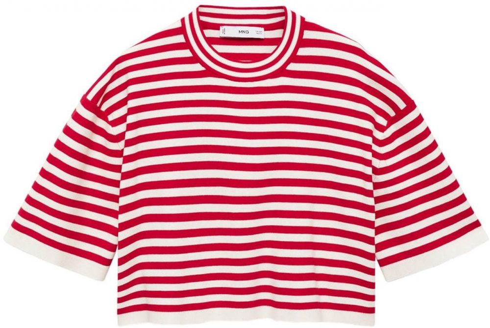 MANGO Sveter 'Grumete'  ohnivo červená / biela