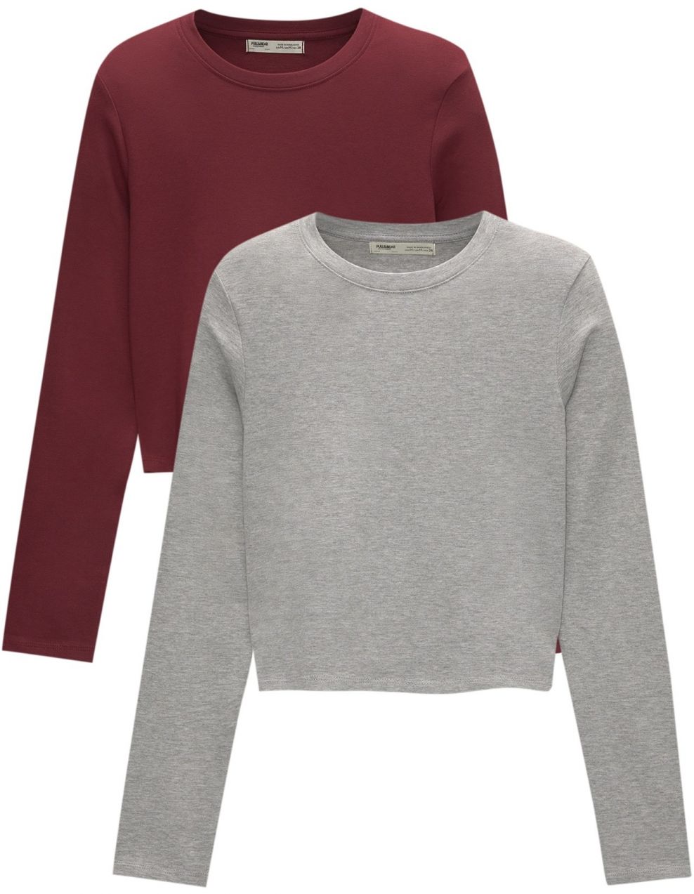 Pull&Bear Tričko  sivá / bordová