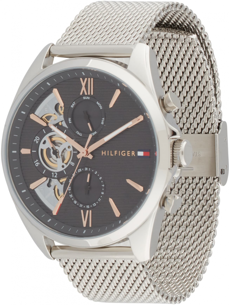 TOMMY HILFIGER Analógové hodinky 'BAKER'  ružové zlato / čierna / strieborná