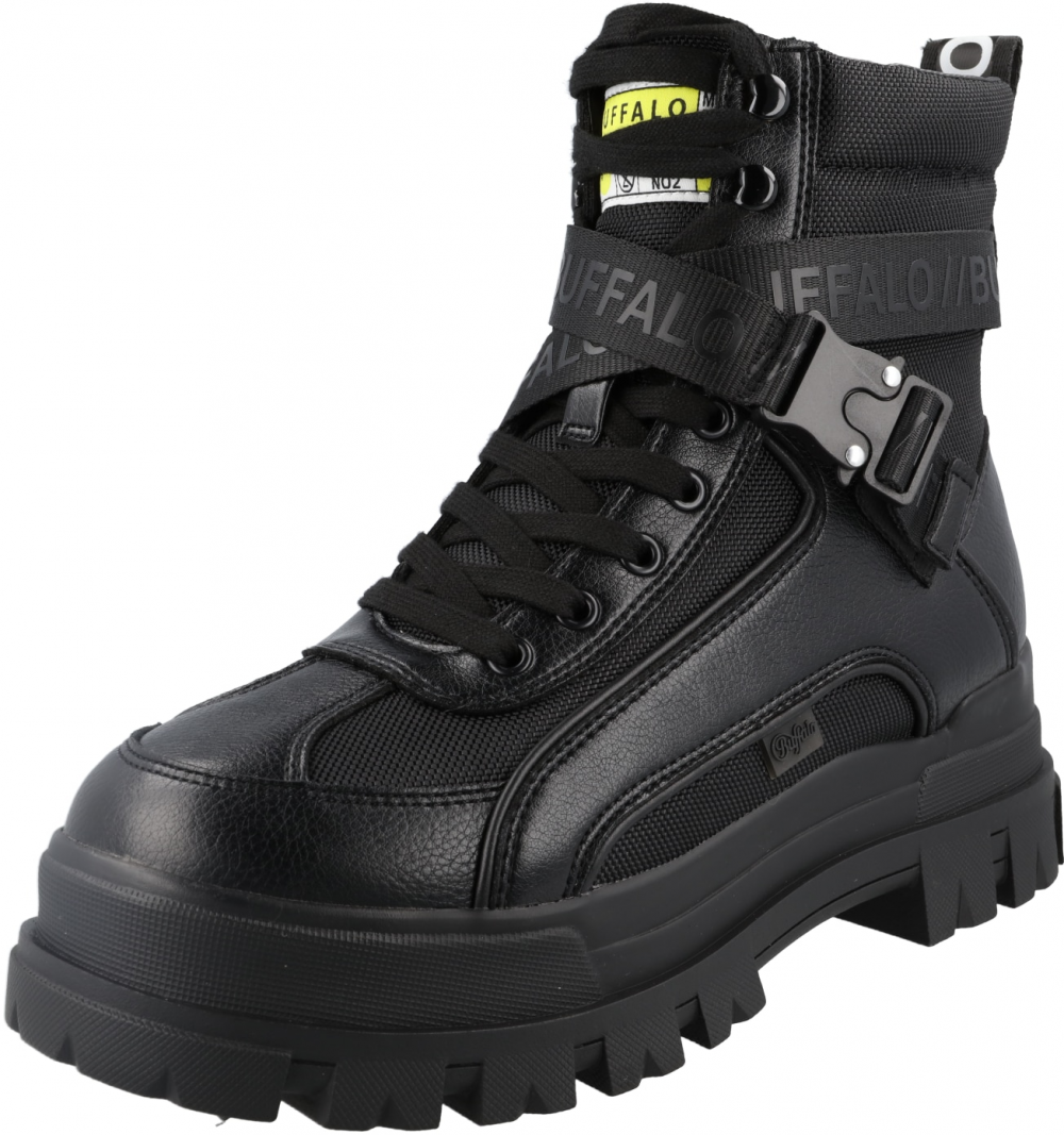 BUFFALO Šnurovacie čižmy 'ASPHA COM1 LACEUP MID'  svetlozelená / čierna / biela