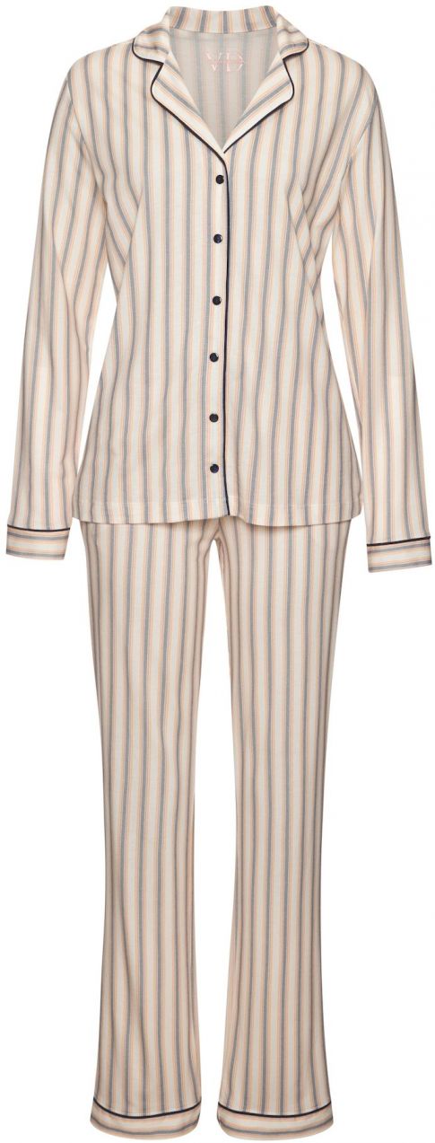 VIVANCE Pyžamo 'Dreams'  svetlobéžová / námornícka modrá / oranžová / melónová