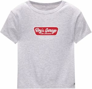 Pull&Bear Tričko  sivá melírovaná / červená