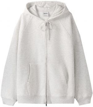 Bershka Tepláková bunda  sivá melírovaná