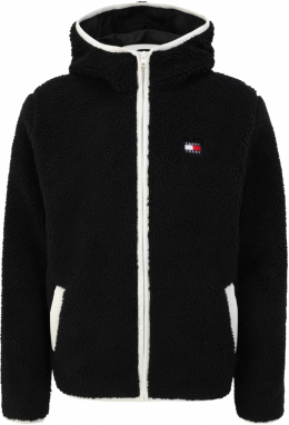 Tommy Jeans Flisová bunda  čierna / biela