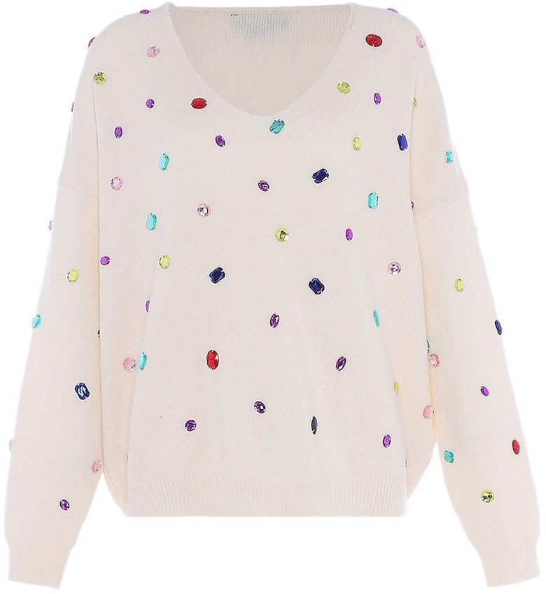 faina Sveter  enciánová / ružová / červená / biela ako vlna