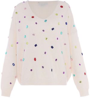 faina Sveter  enciánová / ružová / červená / biela ako vlna