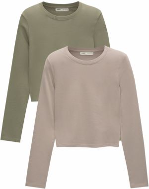 Pull&Bear Tričko  svetlohnedá / kaki