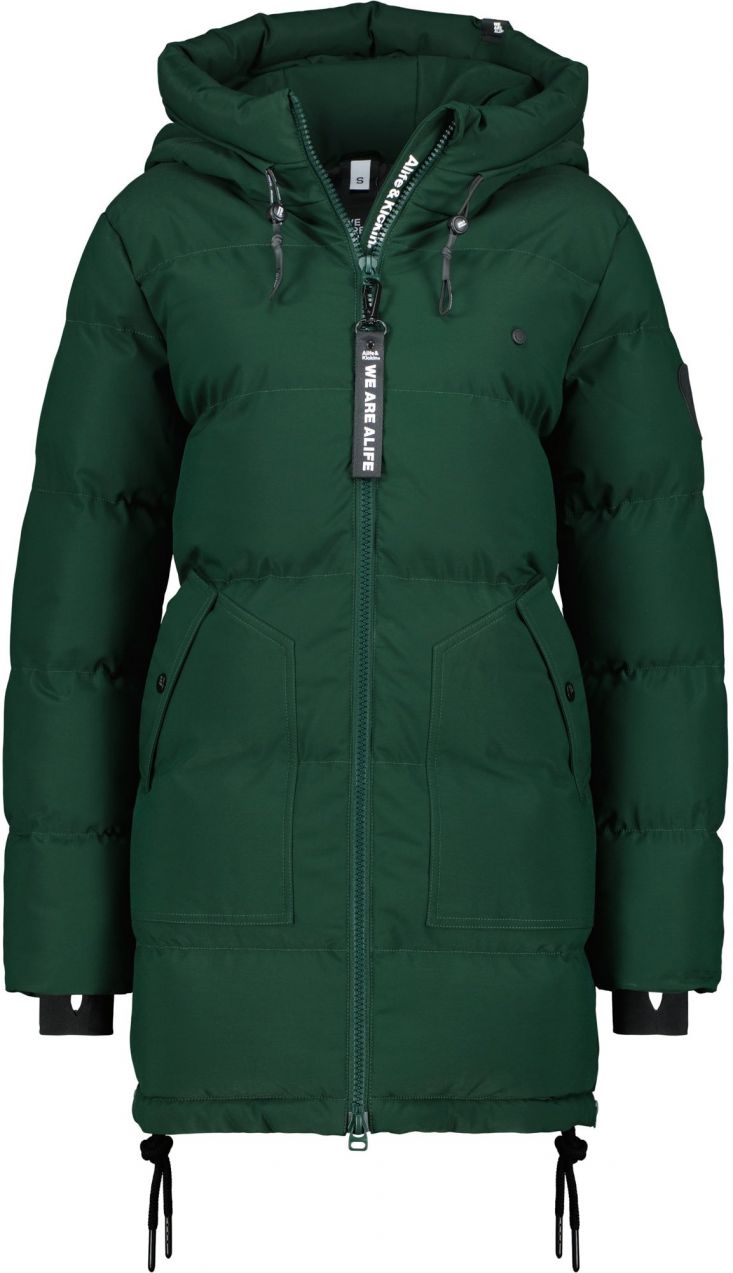 Alife and Kickin Zimná parka 'CathyAK'  tmavozelená / čierna / biela
