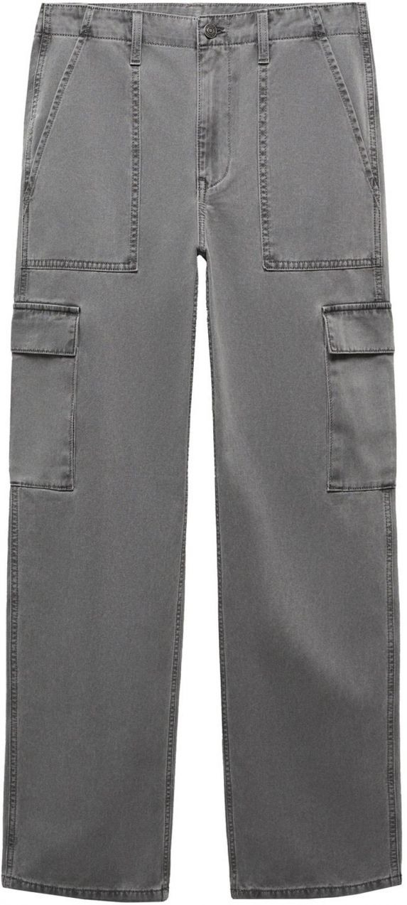 MANGO Rifľové kapsáče  sivý denim